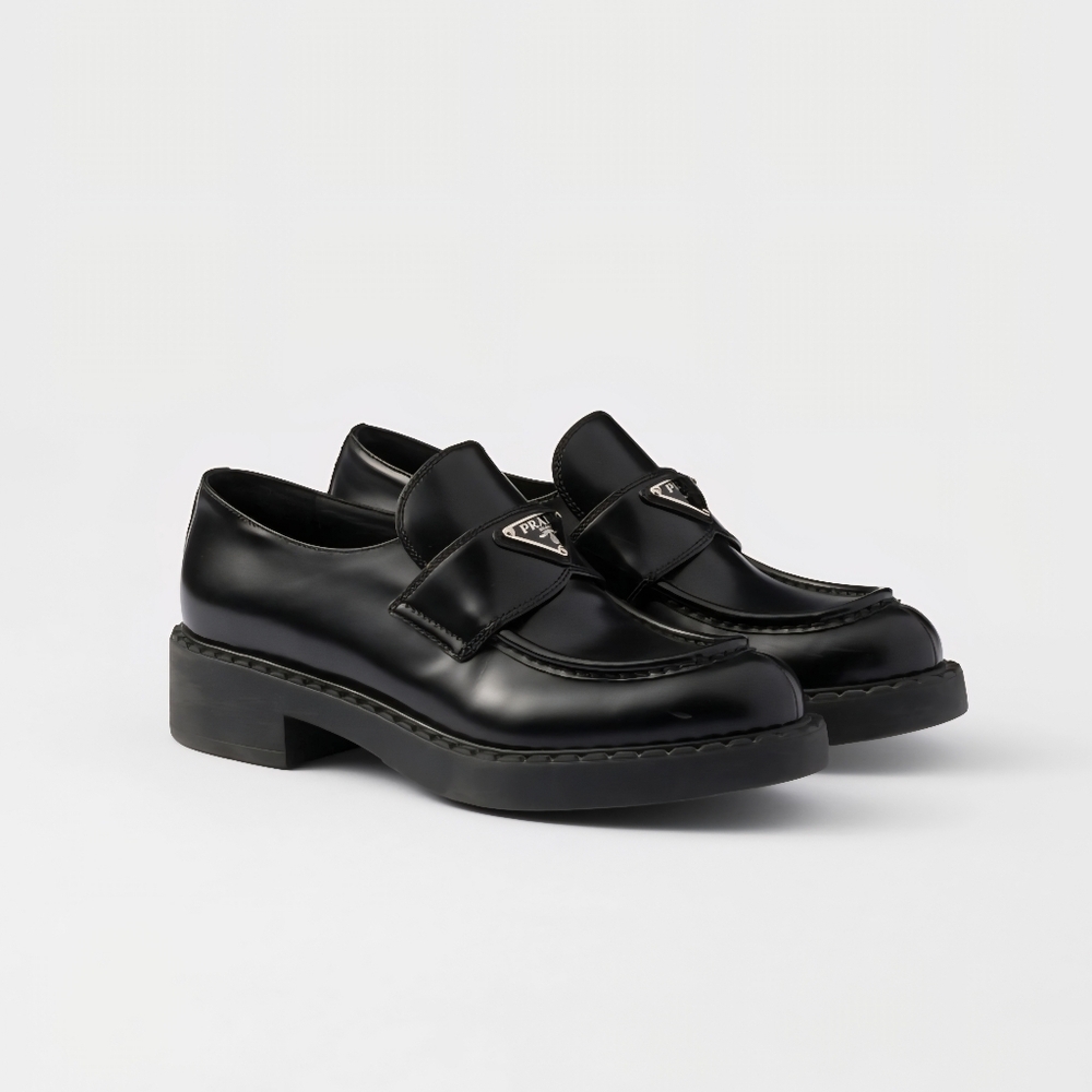 $1,200 PRADA Chocolate Brushed Leather Loafers Dk.Green UK 12 EU 46 US 13 BNIB